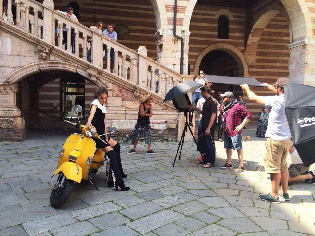 shooting on location in Verona, Italy